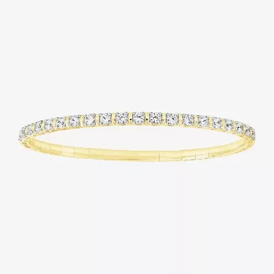 (F / Si2) Womens 2 CT. T.W. Lab Grown White Diamond 14K Gold Over Silver Bangle Bracelet