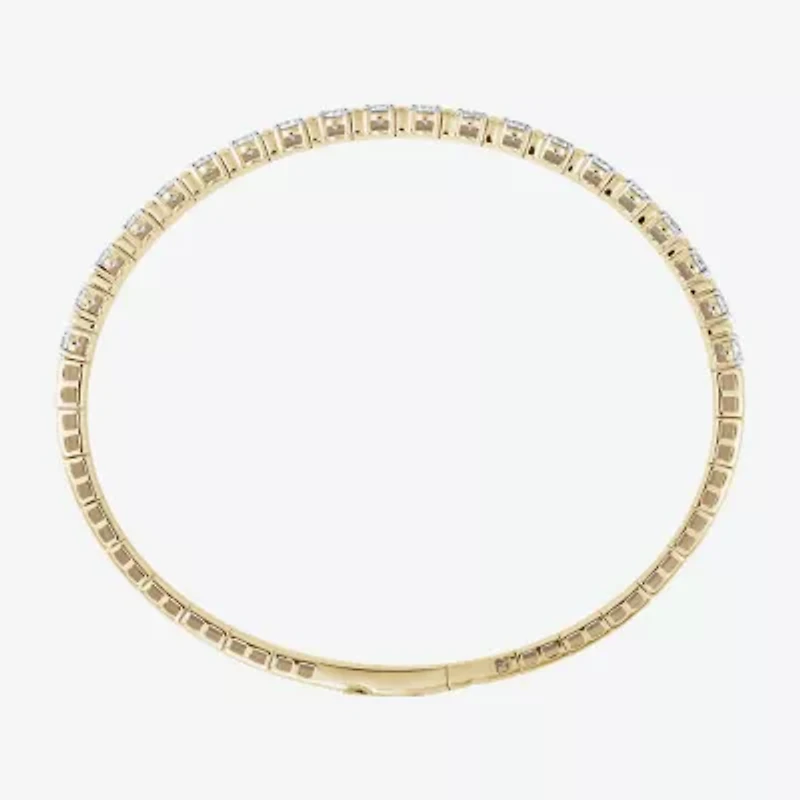 (F / Si2) Womens 2 CT. T.W. Lab Grown White Diamond 14K Gold Over Silver Bangle Bracelet