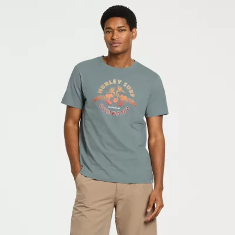 Hurley Mens Crew Neck Short Sleeve Regular Fit Graphic T-Shirt