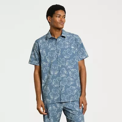 Hurley Mens Short Sleeve Regular Fit Button-Down Shirt