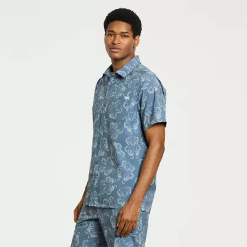 Hurley Mens Short Sleeve Regular Fit Button-Down Shirt