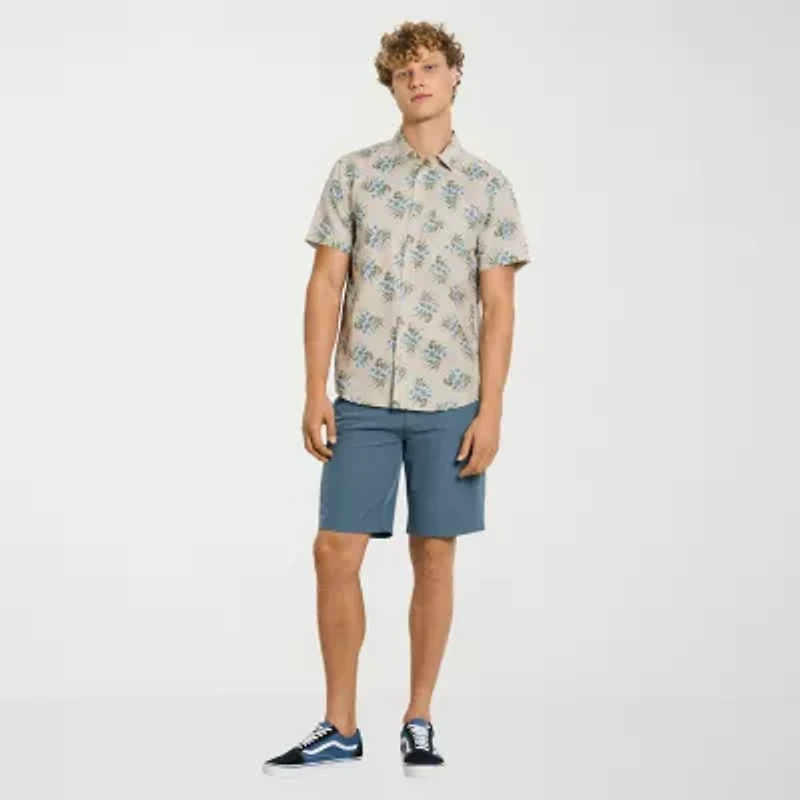 Hurley Mens Short Sleeve Regular Fit Button-Down Shirt