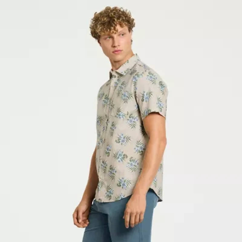 Hurley Mens Short Sleeve Regular Fit Button-Down Shirt