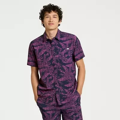 Hurley Mens Short Sleeve Regular Fit Button-Down Shirt