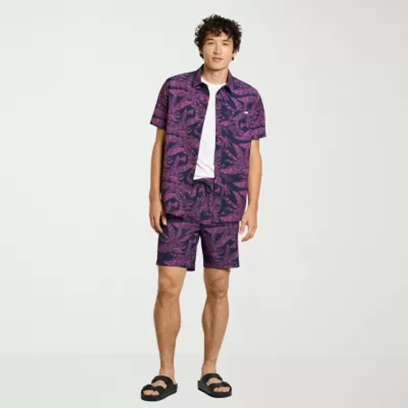 Hurley Mens Short Sleeve Regular Fit Button-Down Shirt