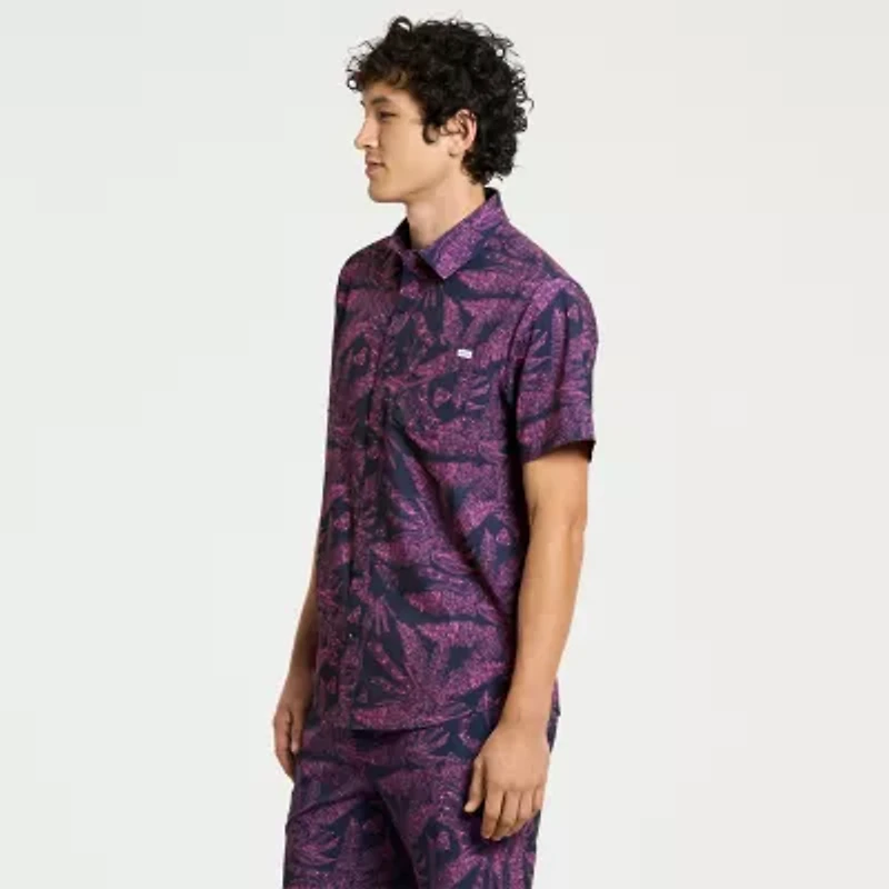 Hurley Mens Short Sleeve Regular Fit Button-Down Shirt
