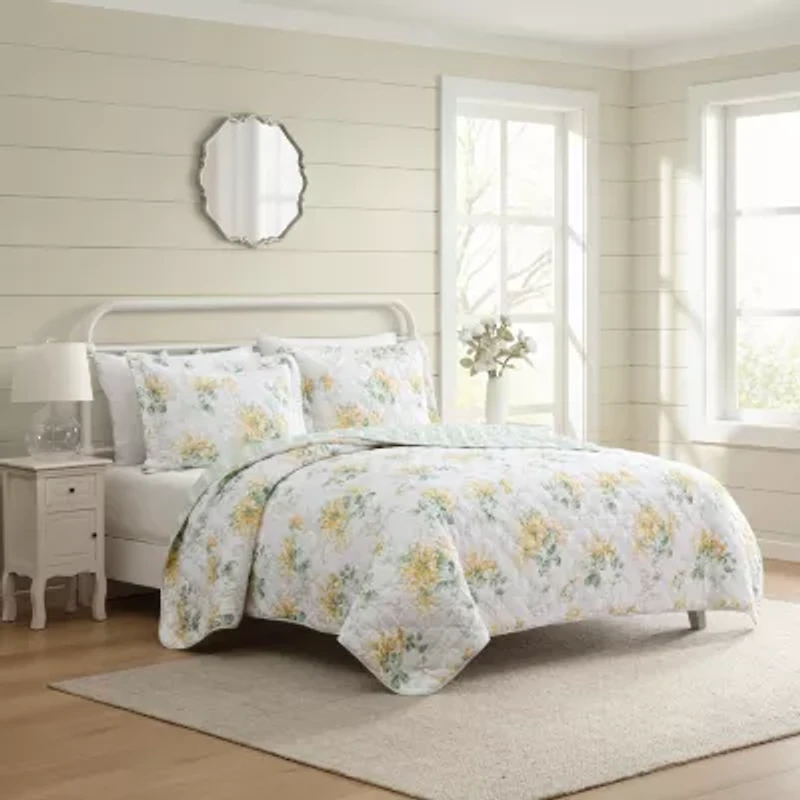 Laura Ashley Honeysuckle 3-pc. Reversible Quilt Set