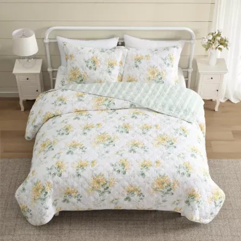 Laura Ashley Honeysuckle 3-pc. Reversible Quilt Set