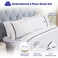 SUPERIOR® Riverton Cotton Cross Stitch Embroidery 320tc Deep Pocket Sheet Set