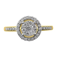Womens 1/2 CT. T.W. Natural White Diamond 14K Gold Round Halo Cocktail Ring