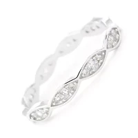 Silver Treasures Womens Cubic Zirconia Sterling Round Delicate Band