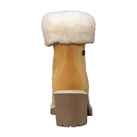 Lugz Womens Clove Fur Flat Heel Lace Up Boots