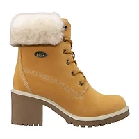 Lugz Womens Clove Fur Flat Heel Lace Up Boots