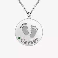 Personalized Womens Simulated Multi Color Sterling Silver Round 18 Inch Pendant Necklace