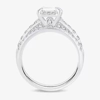 H-I / Si1-Si2) Womens / CT. T.W. Lab Grown White Diamond 10K Gold Side Stone Halo Bridal Set