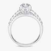H-I / Si1-Si2) Womens / CT. T.W. Lab Grown White Diamond 10K Gold Pear Side Stone Halo Bridal Set