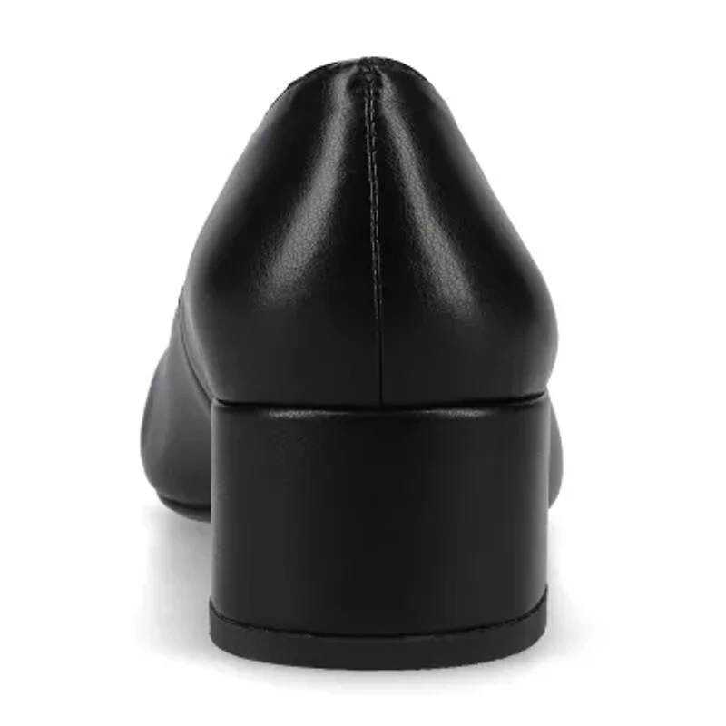 Journee Collection Saarii Womens Round Closed Toe Block Heel Pumps