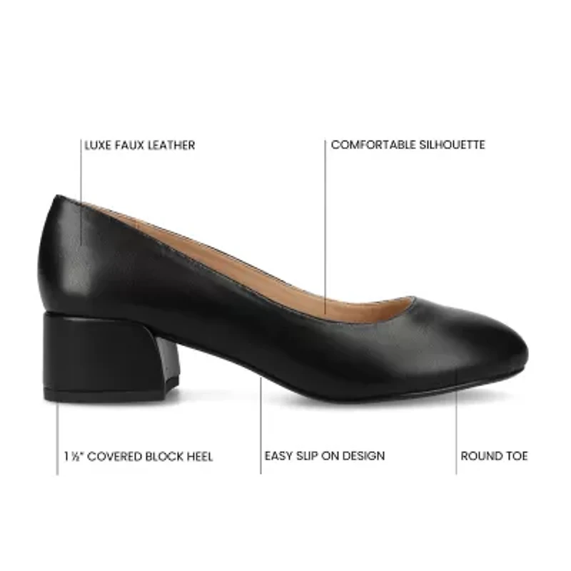 Journee Collection Saarii Womens Round Closed Toe Block Heel Pumps