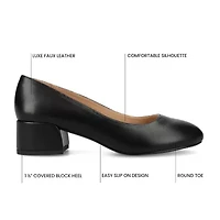 Journee Collection Saarii Womens Round Closed Toe Block Heel Pumps
