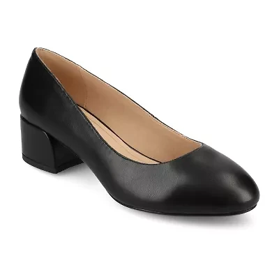 Journee Collection Saarii Womens Round Closed Toe Block Heel Pumps