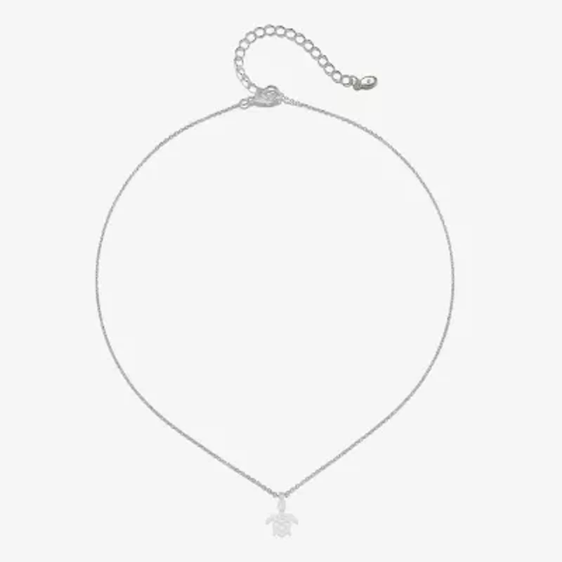 Bijoux Bar Delicates Silver Tone Turtle Womens 16 Inch Pendant Necklace