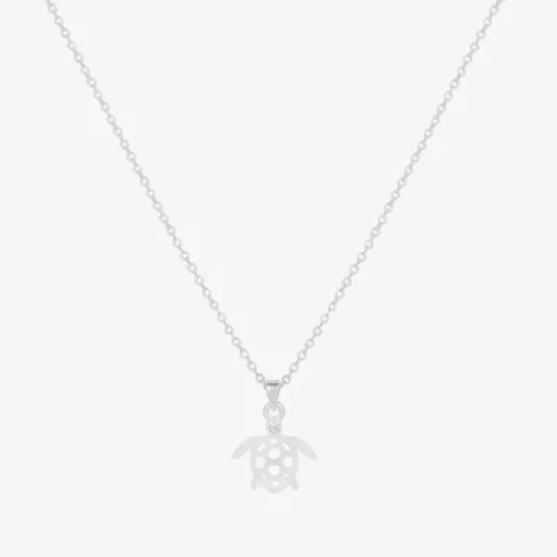 Bijoux Bar Delicates Silver Tone Turtle Womens 16 Inch Pendant Necklace