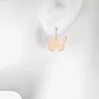 Bijoux Bar Delicates Rose Tone Womens Butterfly Drop Earrings