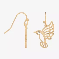 Bijoux Bar Delicates Gold Tone Hummingbird Womens Glass Drop Earrings
