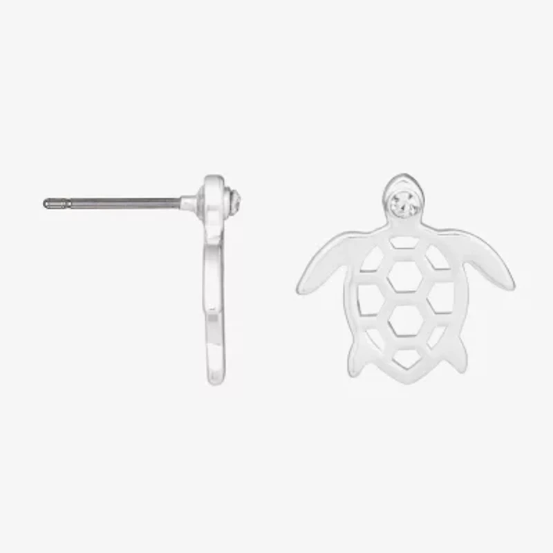 Bijoux Bar Delicates Silver Tone Turtle Glass 12.5mm Stud Earrings