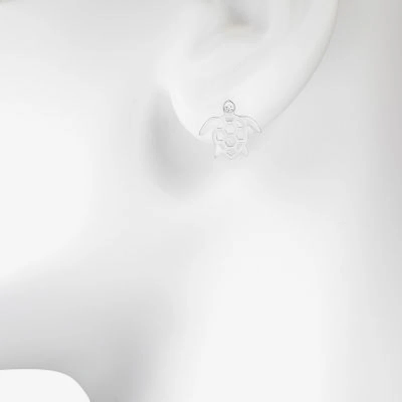 Bijoux Bar Delicates Silver Tone Turtle Glass 12.5mm Stud Earrings