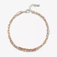 Bijoux Bar Delicates Two Tone Womens 9 Inch Solid Link Ankle Bracelet
