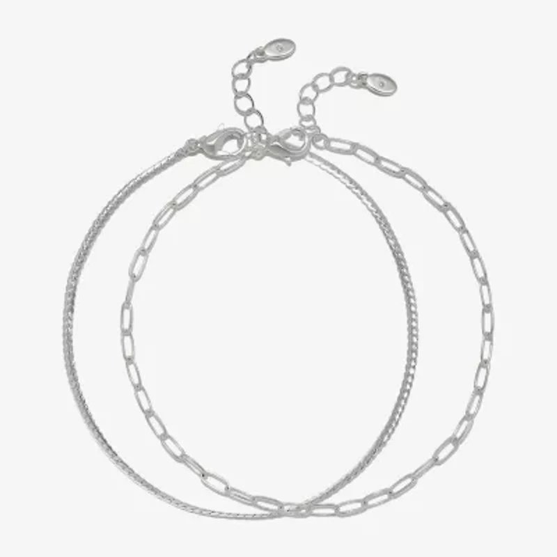 Bijoux Bar Delicates Womens 9 Inch Solid Link Ankle Bracelet