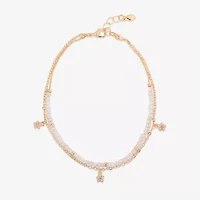 Bijoux Bar Delicates Womens 9 Inch Solid Link Flower Ankle Bracelet