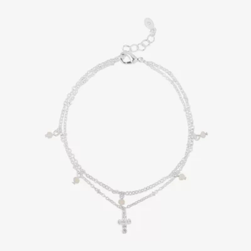 Bijoux Bar Delicates Womens 9 Inch Solid Link Cross Ankle Bracelet