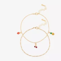 Bijoux Bar Delicates Fruit Womens 9 Inch Solid Link Ankle Bracelet