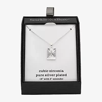 Sparkle Allure Womens Cubic Zirconia Pure Silver Over Brass Cross 16 Inch Pendant Necklace