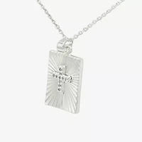 Sparkle Allure Womens Cubic Zirconia Pure Silver Over Brass Cross 16 Inch Pendant Necklace