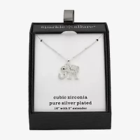 Sparkle Allure Elephant Womens Cubic Zirconia Pure Silver Over Brass 16 Inch Pendant Necklace