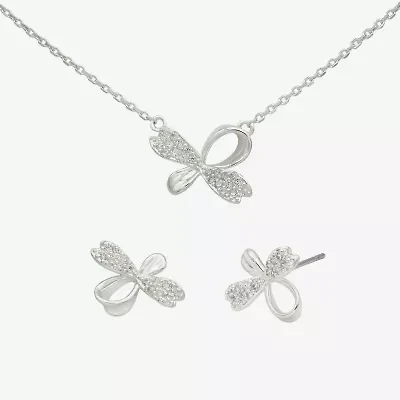 Sparkle Allure Womens Cubic Zirconia Pure Silver Over Brass Bow 2-pc. Jewelry Set