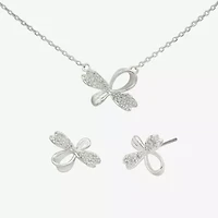 Sparkle Allure Womens Cubic Zirconia Pure Silver Over Brass Bow 2-pc. Jewelry Set