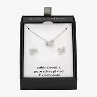Sparkle Allure Womens Cubic Zirconia Pure Silver Over Brass Bow 2-pc. Jewelry Set