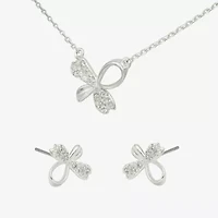 Sparkle Allure Womens Cubic Zirconia Pure Silver Over Brass Bow 2-pc. Jewelry Set