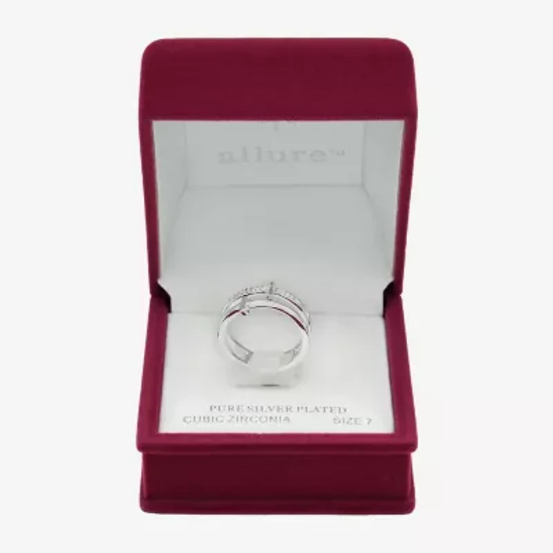 Sparkle Allure Womens 6MM Cubic Zirconia Pure Silver Over Brass Cross Band