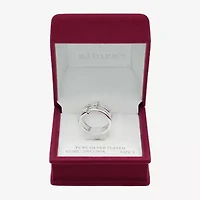 Sparkle Allure Womens 6MM Cubic Zirconia Pure Silver Over Brass Cross Band