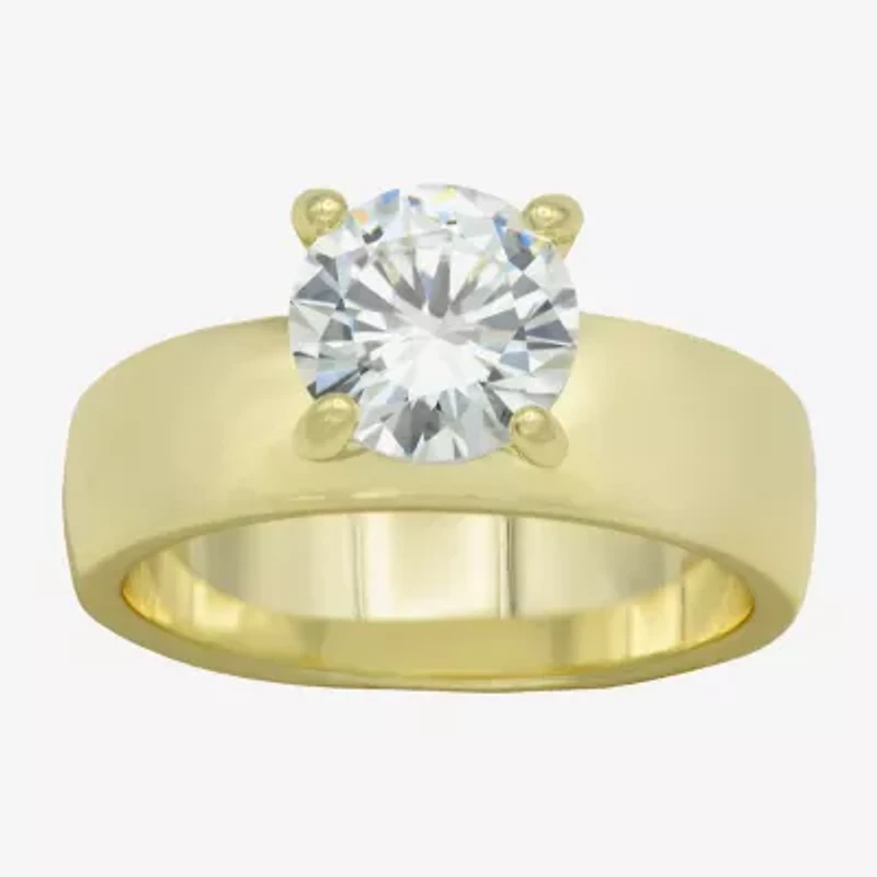 Sparkle Allure Womens Cubic Zirconia 14K Gold Over Brass Round Engagement Ring