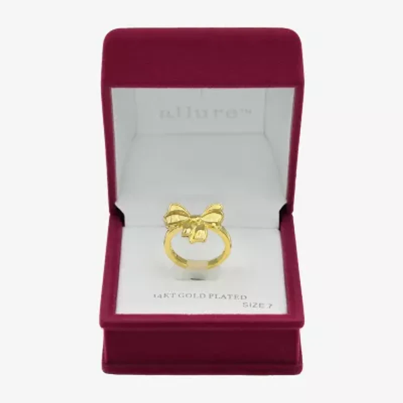 Sparkle Allure Womens 14K Gold Over Brass Bow Cocktail Ring