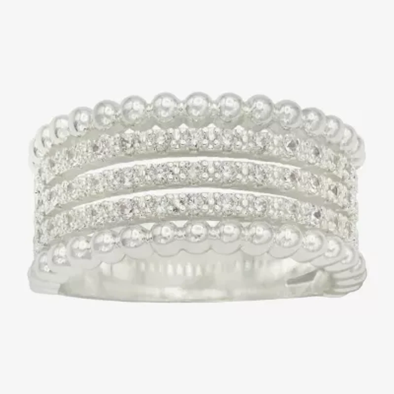 Sparkle Allure Womens 6MM Cubic Zirconia Pure Silver Over Brass Band