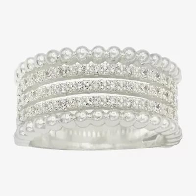 Sparkle Allure Womens 6MM Cubic Zirconia Pure Silver Over Brass Band