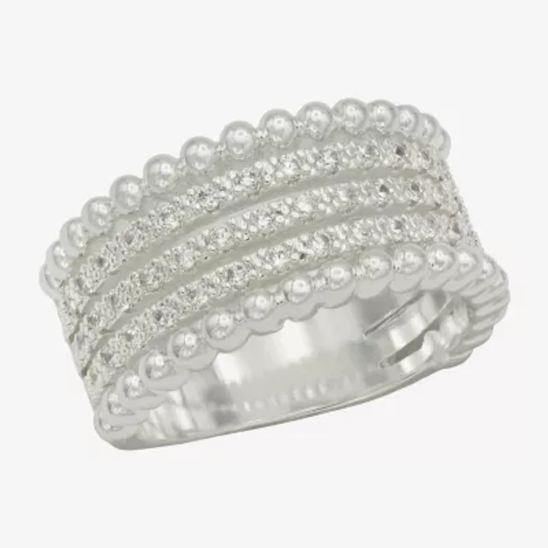 Sparkle Allure Womens 6MM Cubic Zirconia Pure Silver Over Brass Band