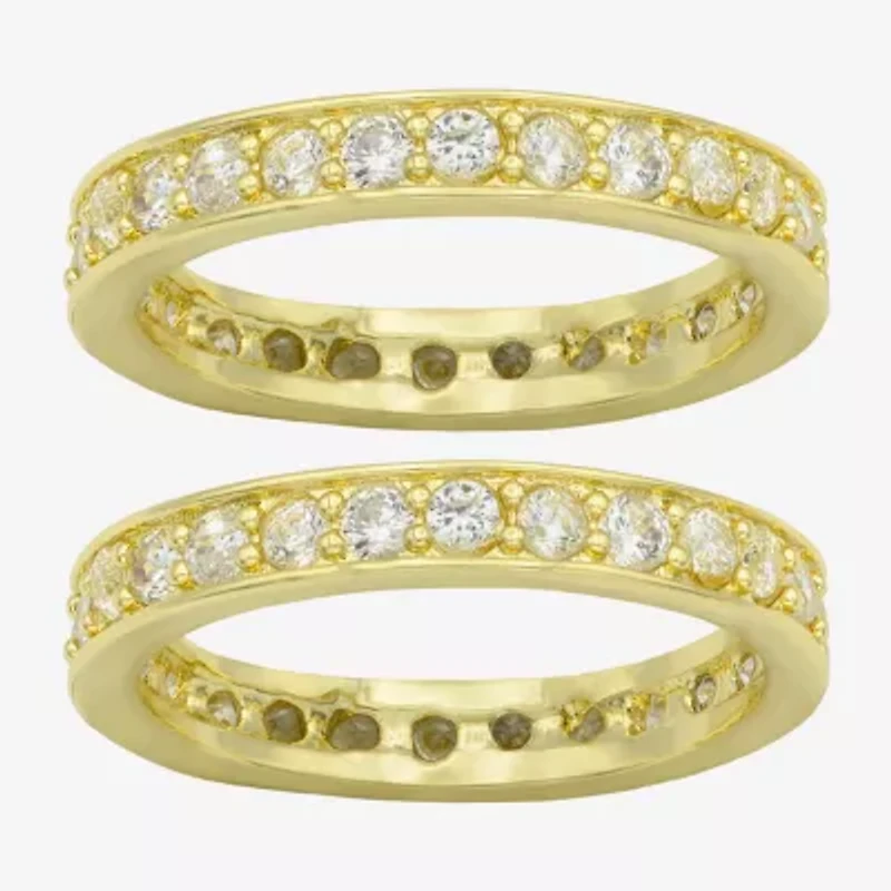 Sparkle Allure Womens Cubic Zirconia 14K Gold Over Brass Eternity Ring Set